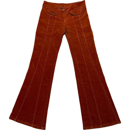 Orange Corduroy Material Flared Pants