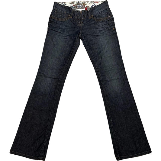 Lace Up Fly Flared Jeans