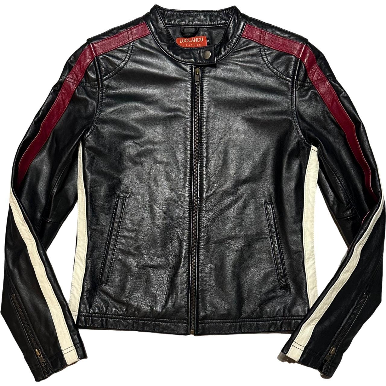 Leather Motor Cycle Jacket Withside stripe details