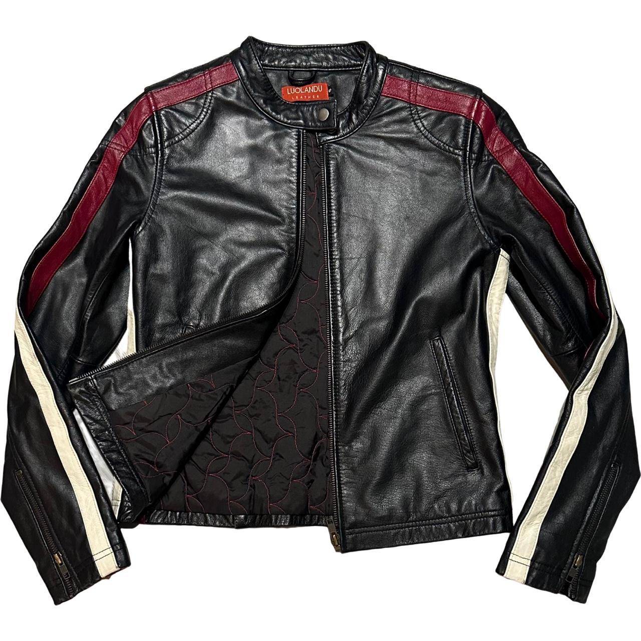 Leather Motor Cycle Jacket Withside stripe details