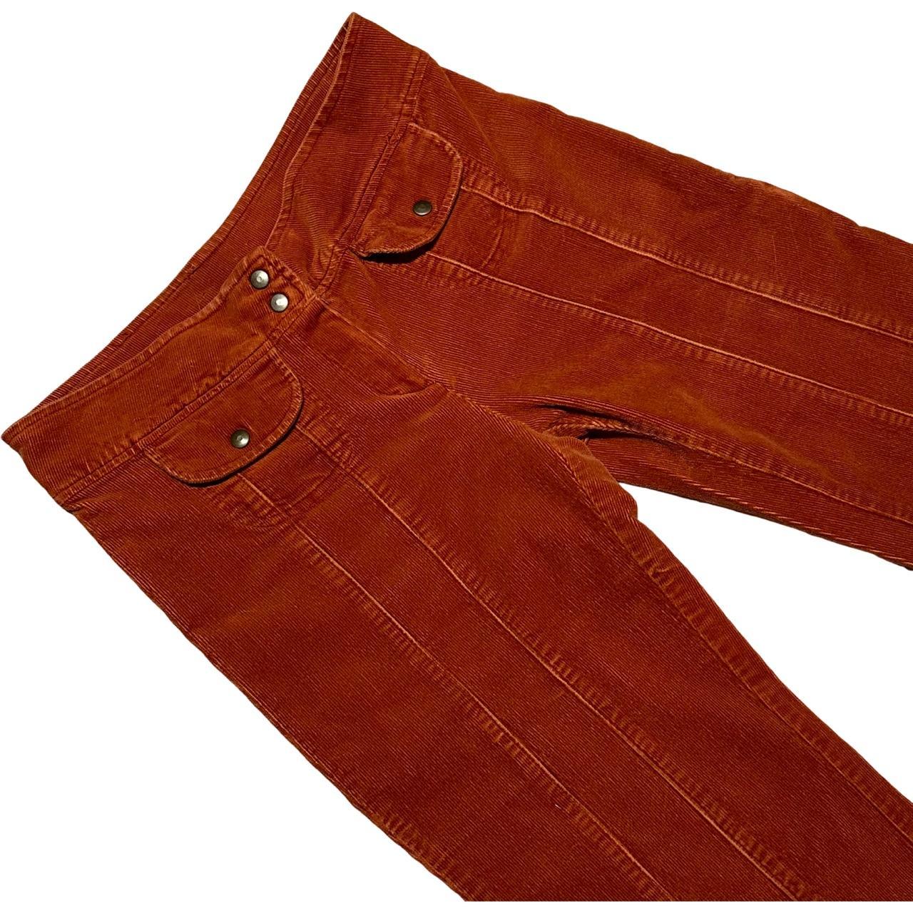 Orange Corduroy Material Flared Pants