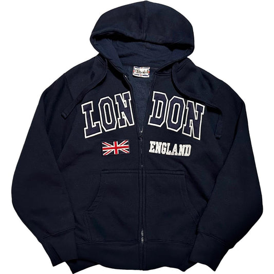 London Embroidered Zip Up Sweater