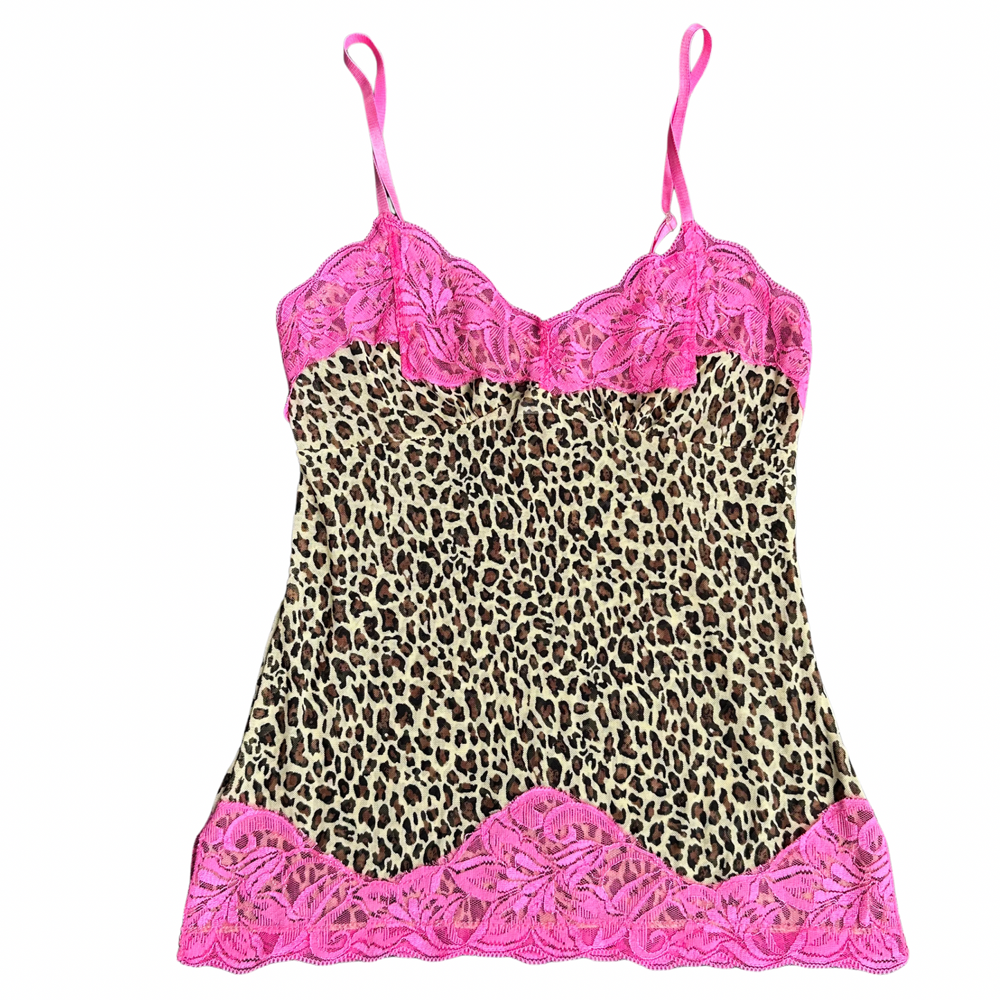 Pink lace and Cheetah print mesh tank