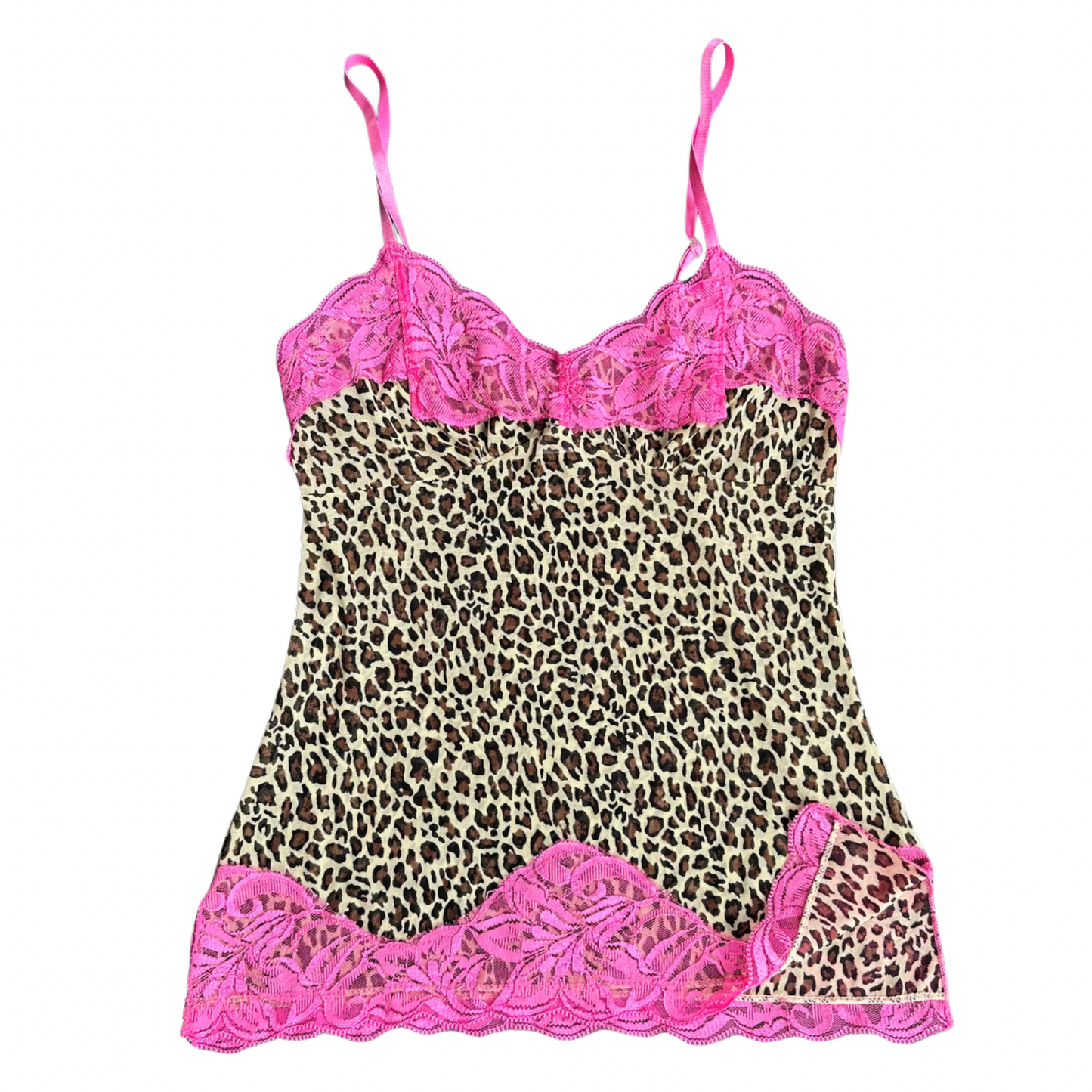 Pink lace and Cheetah print mesh tank