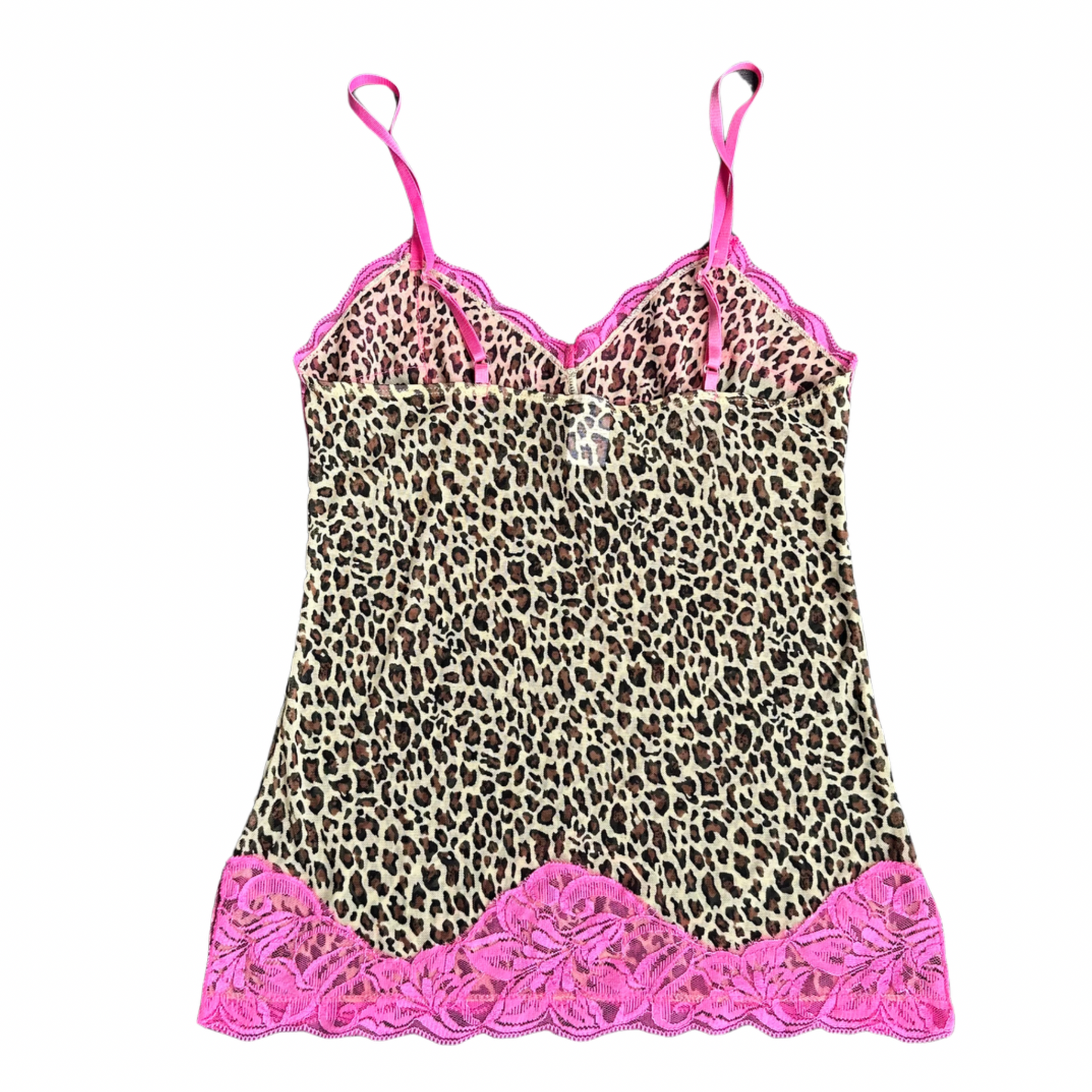 Pink lace and Cheetah print mesh tank