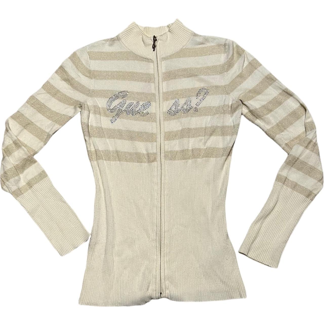 Rhinestone Guess Zip Up Sweater